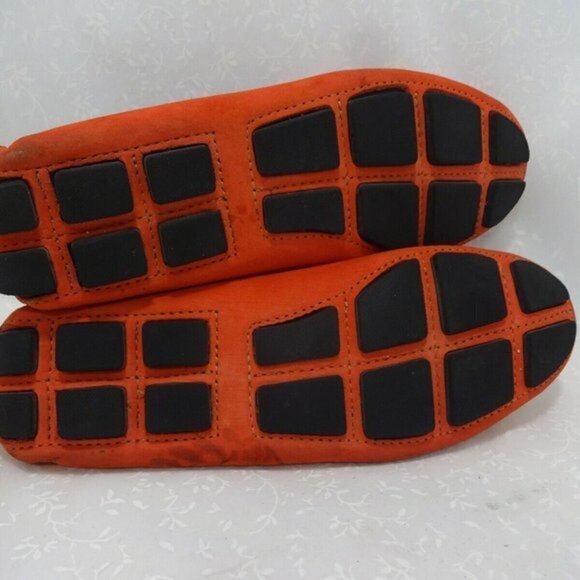 𝅺saks Fifth Avenue Women's Size 7B Moccasin Orange Suede Slip On Flat Shoes - Picture 6 of 7